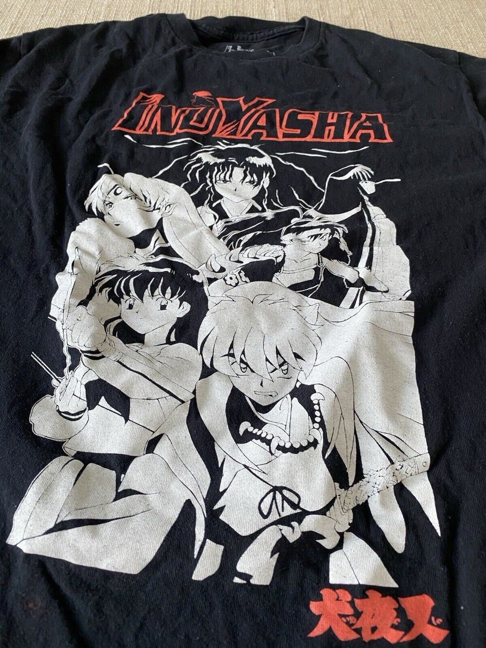 INUYASHA ANIME MANGA Original T-Shirt Short Sleeve Graphic Crew Neck Black M
